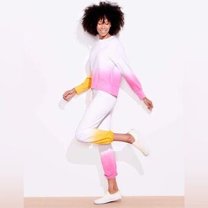 NWT Sundry Revolve Dip Dye Sweatpants & Sweatshirt Women’s Size 2 = Medium Pink